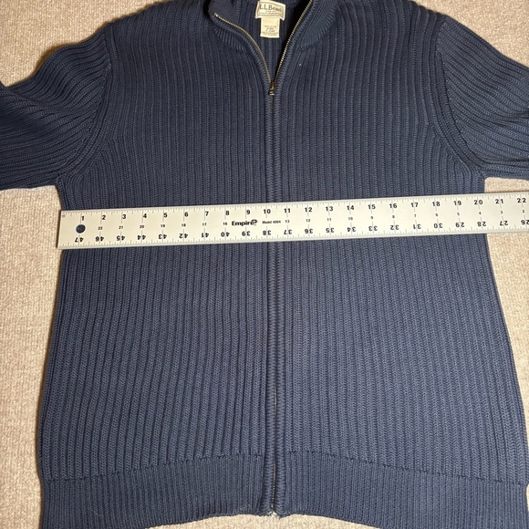 L.L. Bean Navy Ribbed Full Zip Sweater Jacket M - Picture 5 of 8